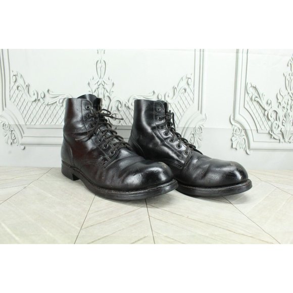 Vintage Black Leather Oil Resistant Military Lace Up Work Boots Size 42 US 8 E - Picture 3 of 9